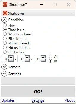 Shutdown7 main window on Windows 11